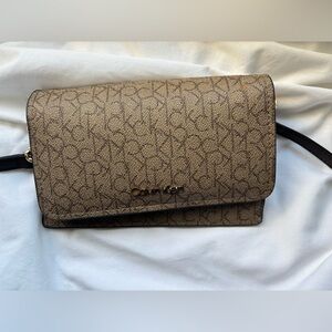 Calvin Klein Monogram Tan Crossbody Bag